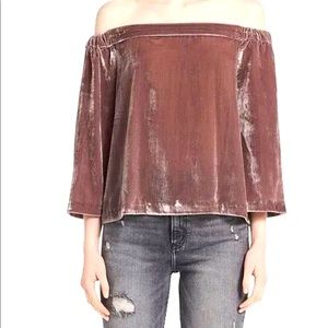 Calvin Klein Jeans Pink Velvet OffShoulder Top